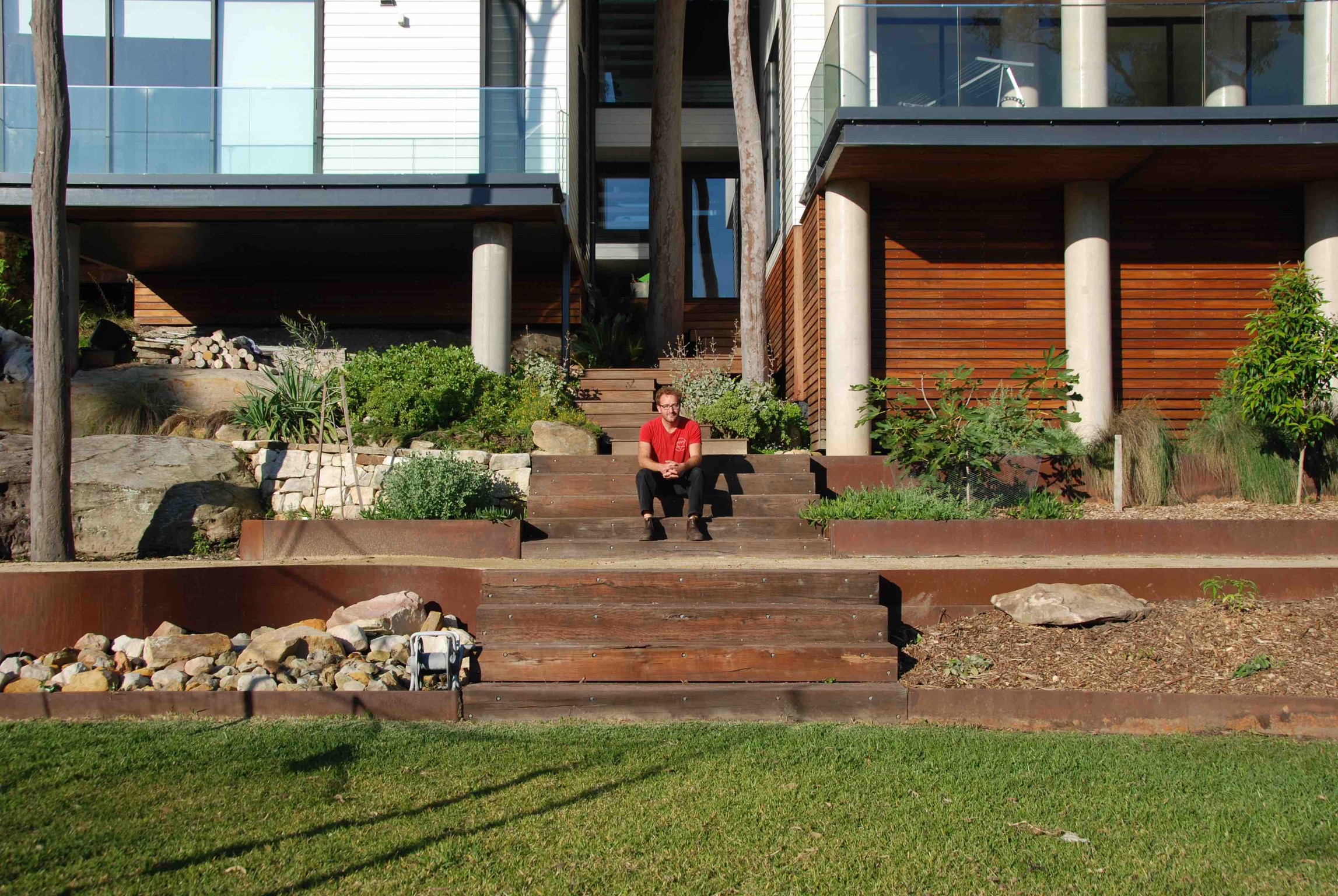 Kyle sitting in tierra projects seaforth project